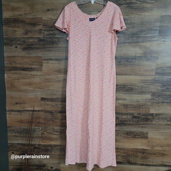 Vtg Liz Claiborne Sport Ditzy Floral Maxi Dress 16 Flutter Sleeve Ethereal - Picture 1 of 11